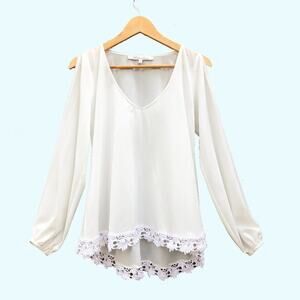 Lovers + Friends White Daydreamer Crochet Top M